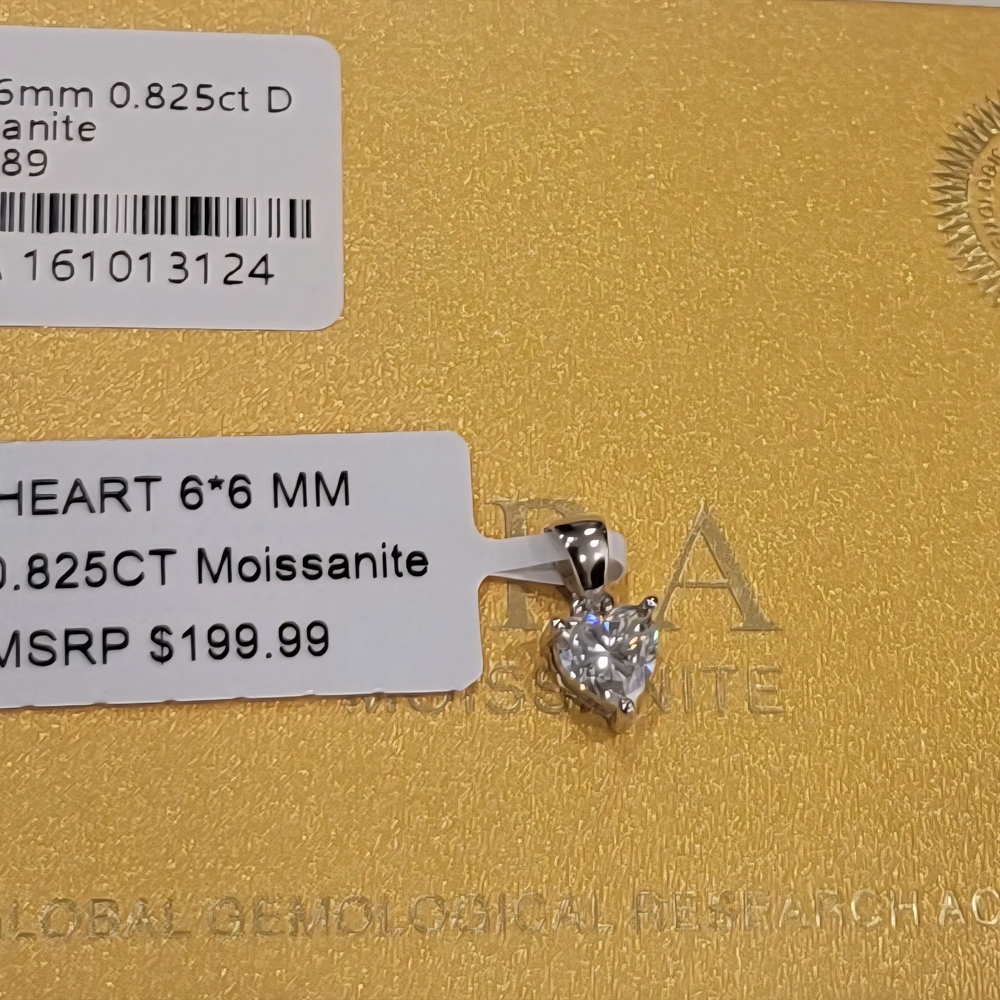 Moissanite Heart Pendant in Sterling Silver